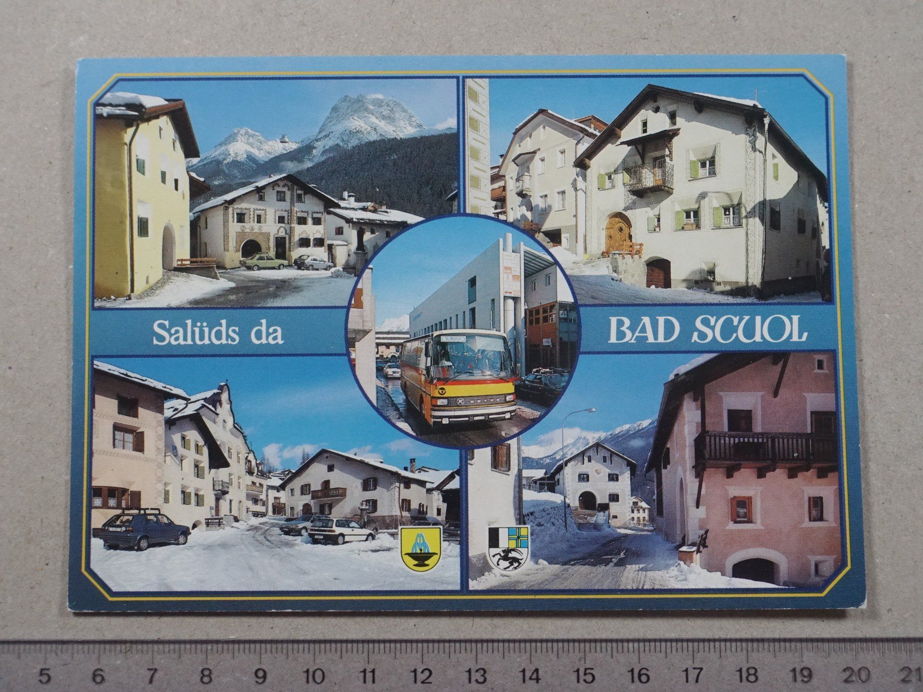 Cartoline postali: Bad Scuol, Postauto, 1992 – Usato da Lenzburg venduto da fh1