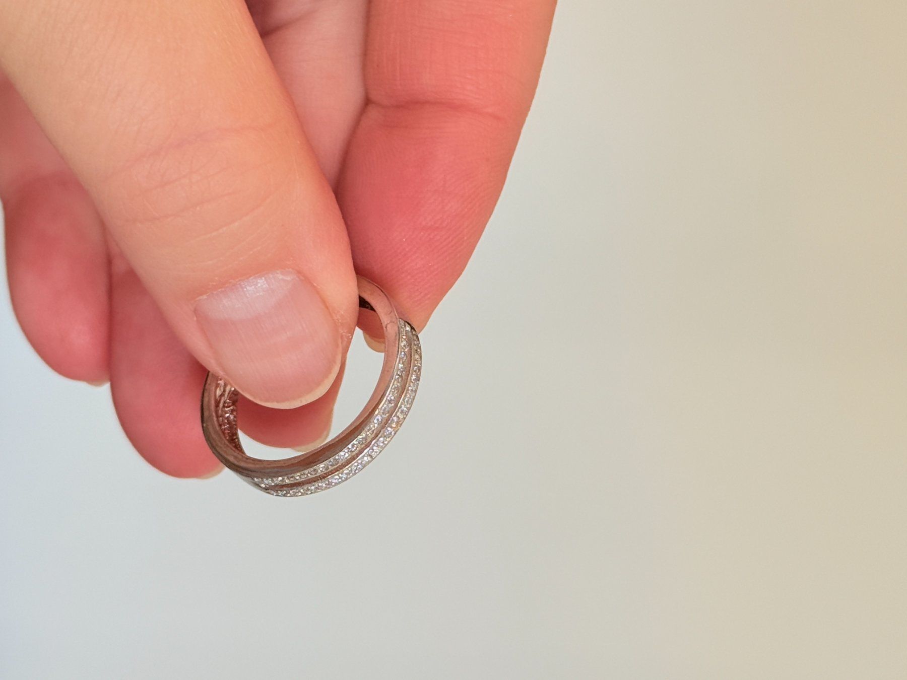 Bagues: Moissanite Double Row Band Ring size 60 – Neuf avec emballage d'origine à Genève par AWWA 7