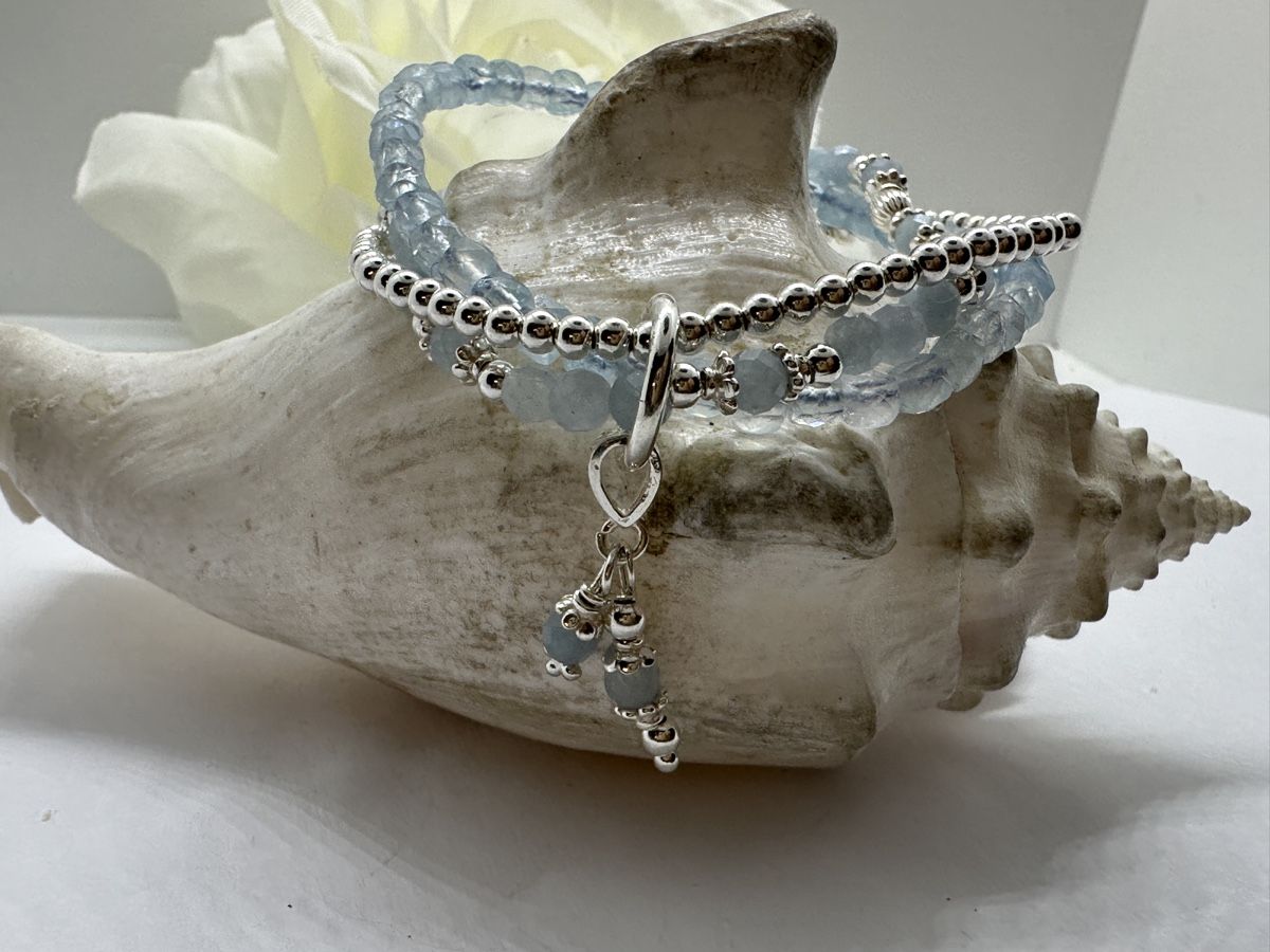 Bracciali & Braccialetti: Aquamarin Armband mit viel silber 925 – Nuovo e nell'imballaggio originale da Niederglatt ZH venduto da Silberschmuck-design 2
