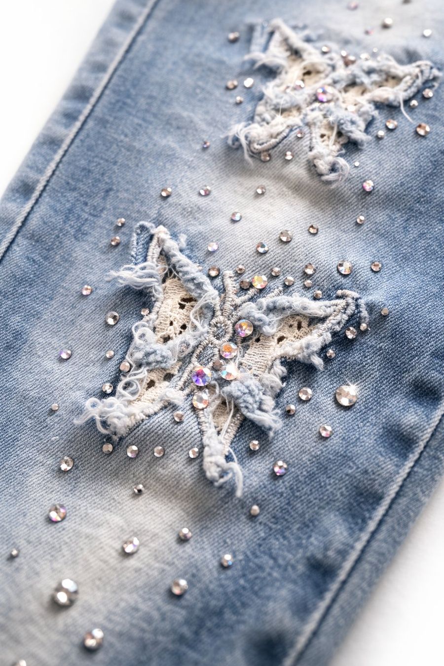 Jeans: Hellblaue Damen Jeans mit Schmetterlinge & Strass – Nuovo (secondo la descrizione) da Fully venduto da VaneaSelection 3