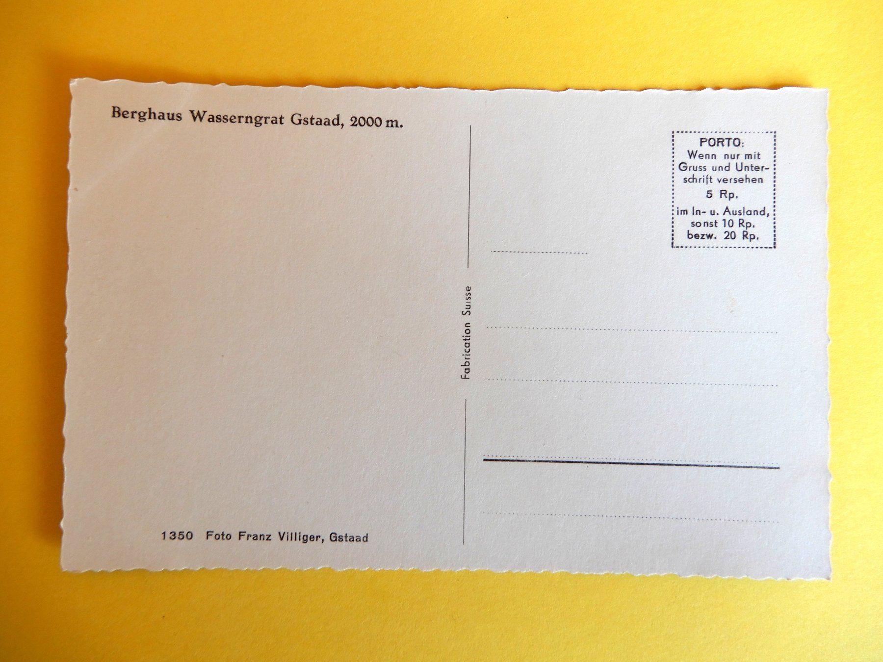 Cartoline postali: Alte Ansichtskarte Berghaus Wasserngrat Gstaad – Usato da Senèdes venduto da Framboise52 1