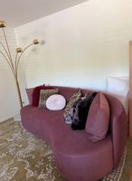 Designer Samtsofa geschwungen, Altrosa, 3-Sitzer