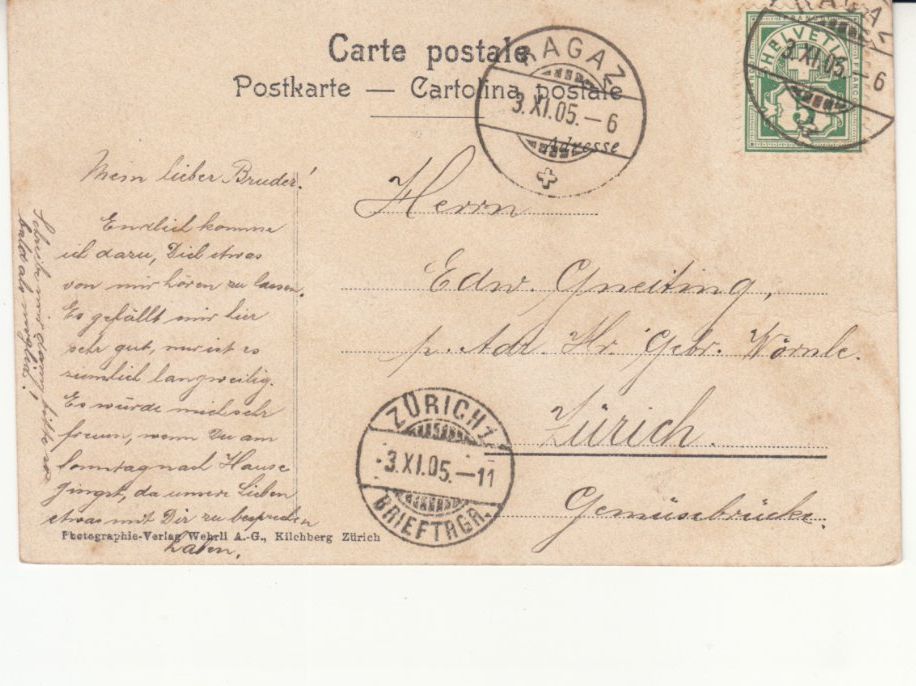 Cartoline postali: Ragaz 1905 – Usato da Bürglen TG venduto da StampGraf 1