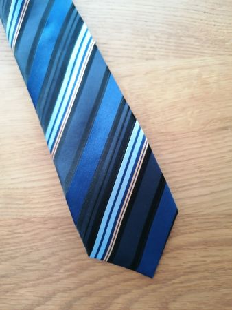 Biaggini Krawatte Blau gestreift 100% Seide - Nr. 215