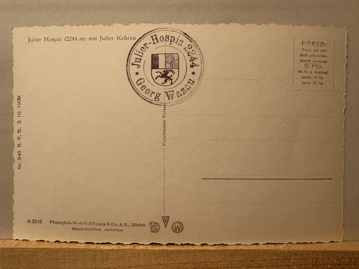 Cartoline postali: AK von Julier Hospiz – Usato da Rümlang venduto da Kartenpost1 1