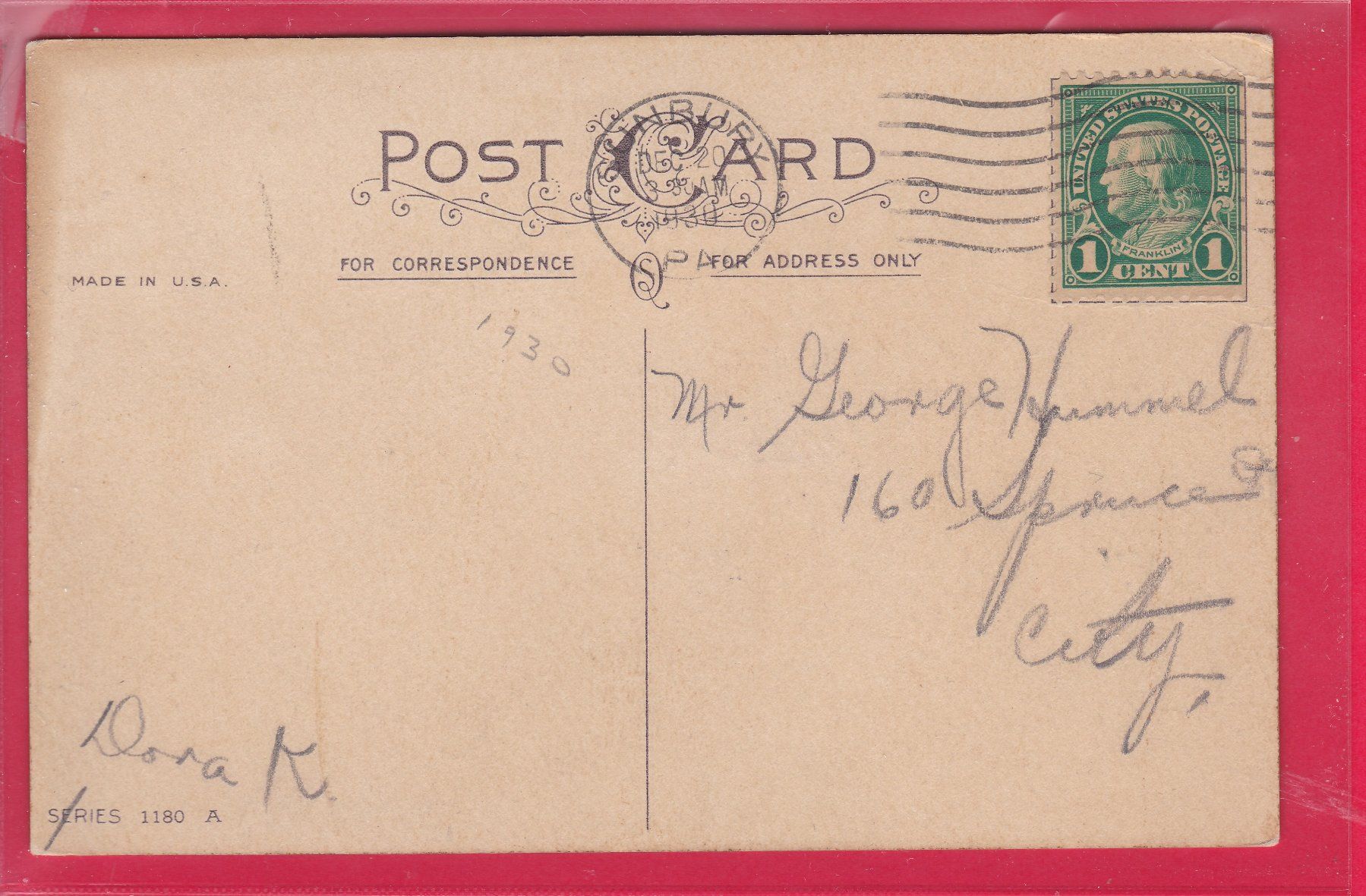 Ansichtskarten: MARY CHRISTMAS, 25. DEC, 20.12.1930 – Gebraucht aus Oberrieden von Gebirgsstelze 1