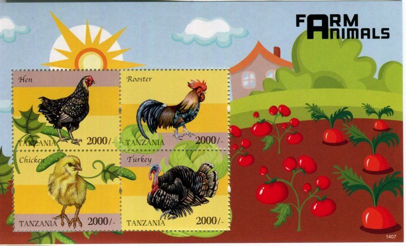 Alle Briefmarken: Block "Hausgeflügel". Tansania – Neu und originalverpackt aus Basel von Butsch5