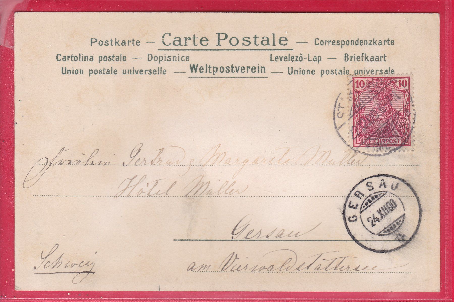 Cartoline postali: FRÖHLICHE WEIHNACHTEN, 22.12.1900 – Usato da Oberrieden venduto da Gebirgsstelze 1