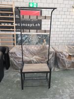 Garderobe mit Schuhregal Metall Holz schwarz braun