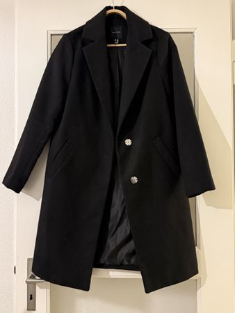 Schwarzer Mantel von New Look, Grösse 38