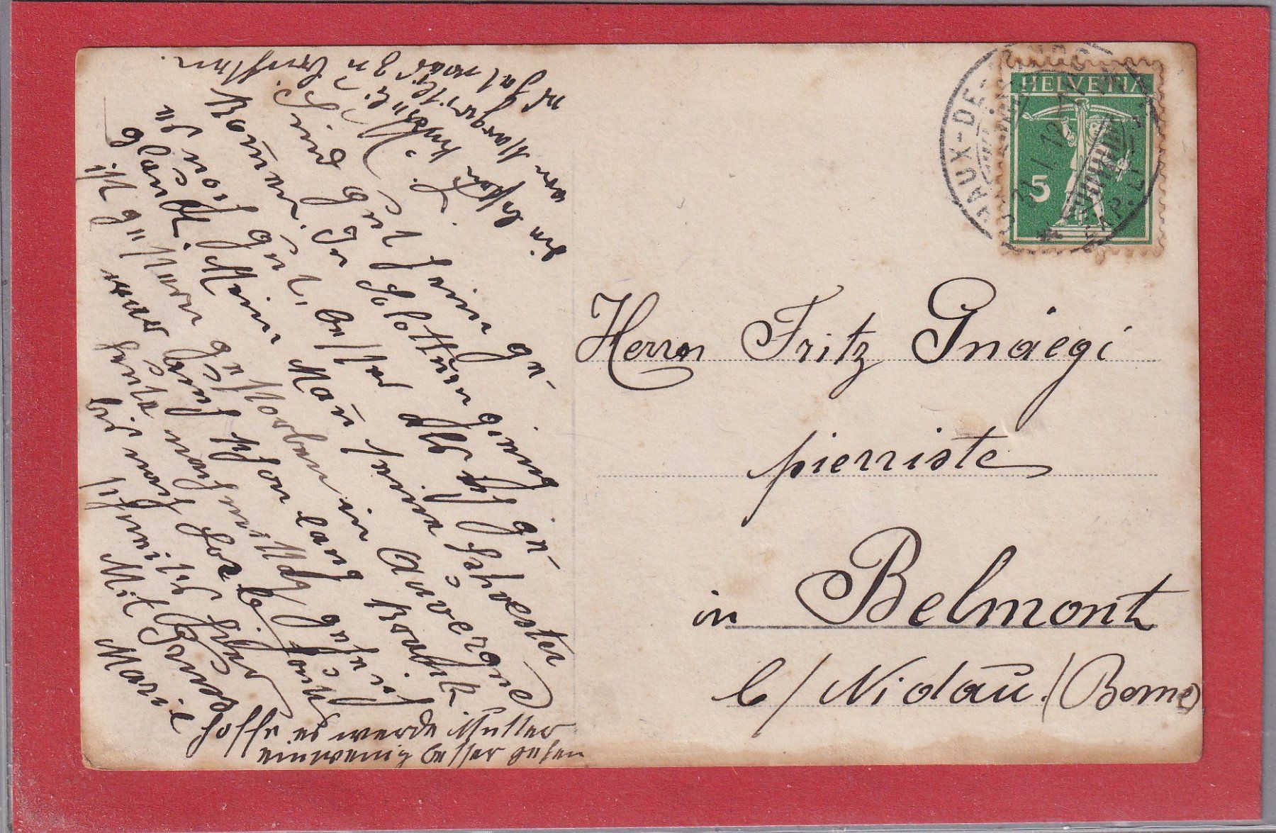 Cartoline postali: Chaux de Fonds - 1912 – Usato da Orvin venduto da Pyaeschli 1