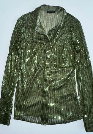 GUESS Pailletten Bluse (grün) XS