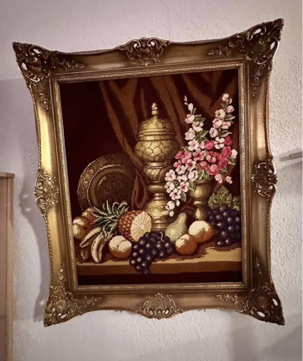 Poster & Bilder: Antiker Gobelin-Wandbehang, Goldrahmen – Gebraucht aus Menziken von cla_8qfq