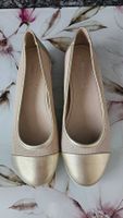 Ballerina Gr. 38 Leder Beige Gold Neu! Echt Leder
