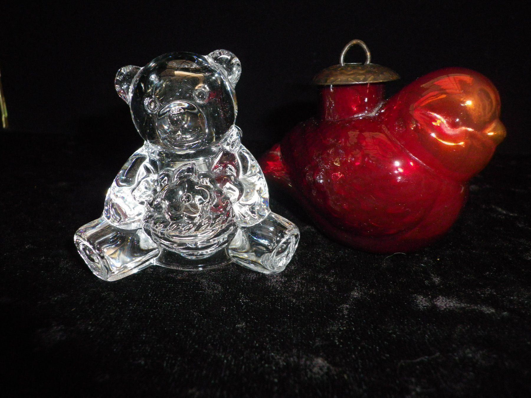 Statuette: 2 Glas-Tiere  Bär und Vogel – Usato da Reinach venduto da Mietze 1