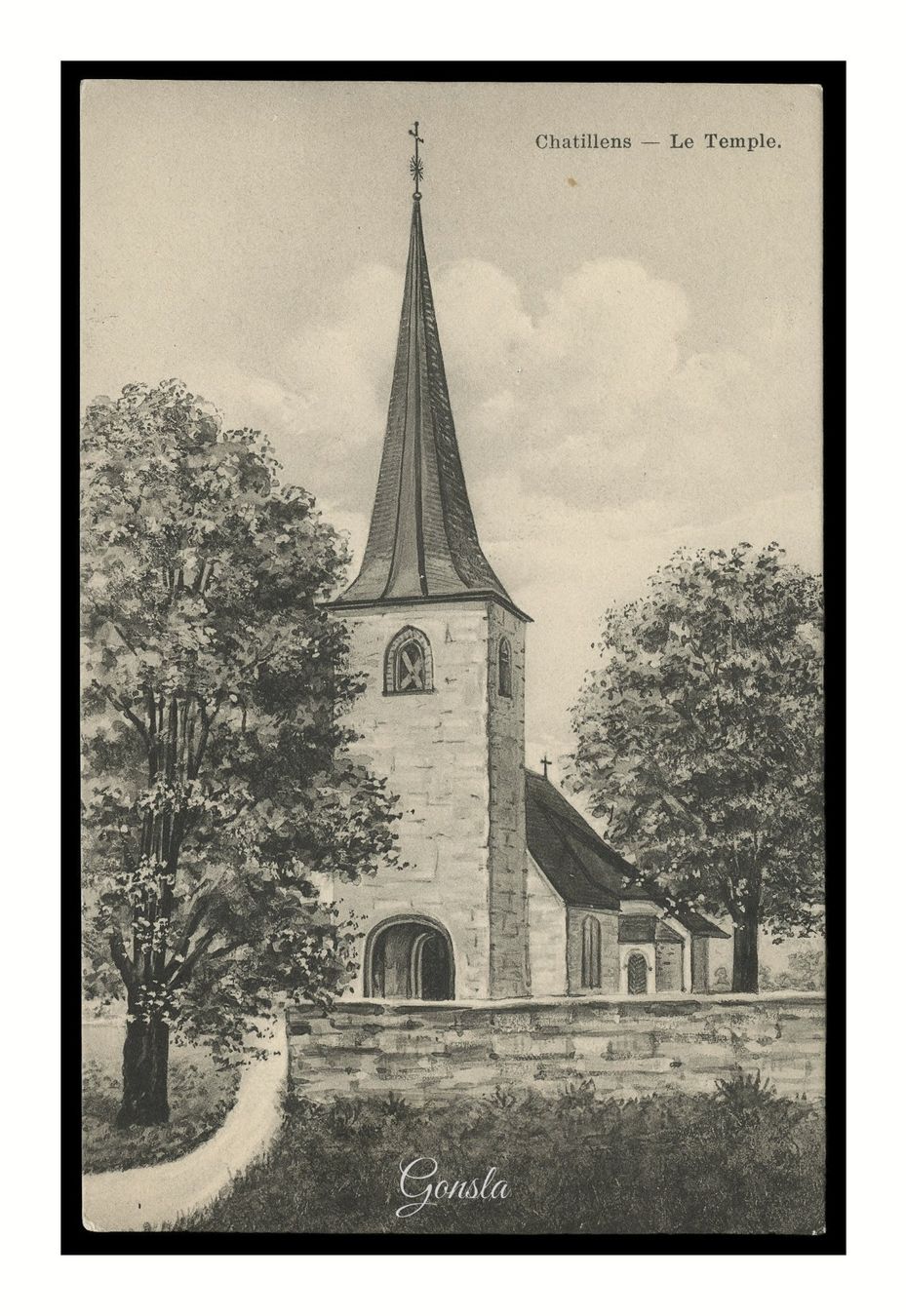 Cartoline postali: CHATILLENS - 1910 "Le Temple" – Usato da Onex venduto da gonsla01
