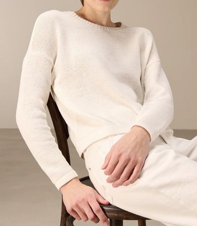 Women's Knitted Sweater, white, Round Neck, Size S