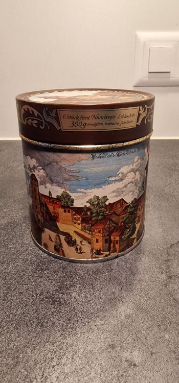 Ancienne Boîte à Biscuits En Étain - Vintage - Hauteur 12 Pouces