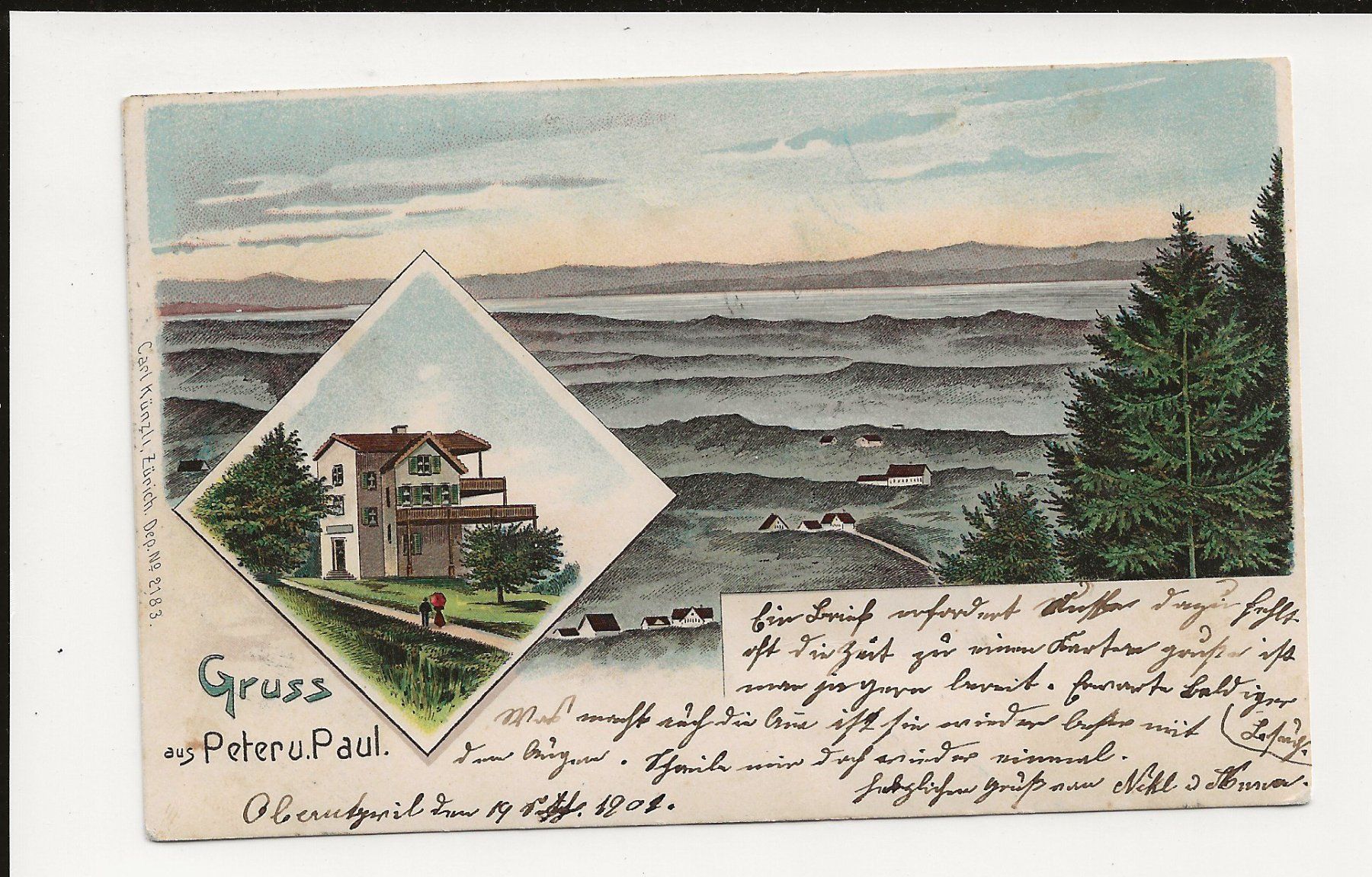 Ansichtskarten: AK 1901 Gruss aus Peter und Paul , Oberuzwil SG – Gebraucht aus Greifensee von 315WDO
