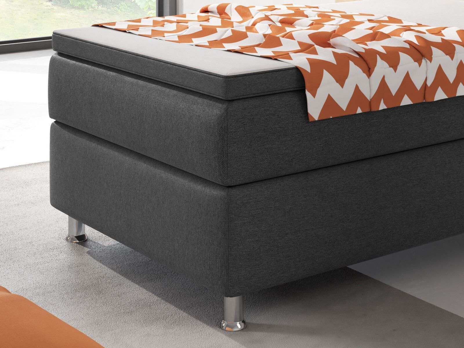 Letti: Boxspringbett 90x200 Anthrazit Hotelbett Einzelbett Bett – Nuovo e nell'imballaggio originale da Wallenwil venduto da toesstal-vertrieb 4