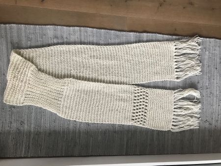 Lange grosse Schal Weiss Hand gestrickt