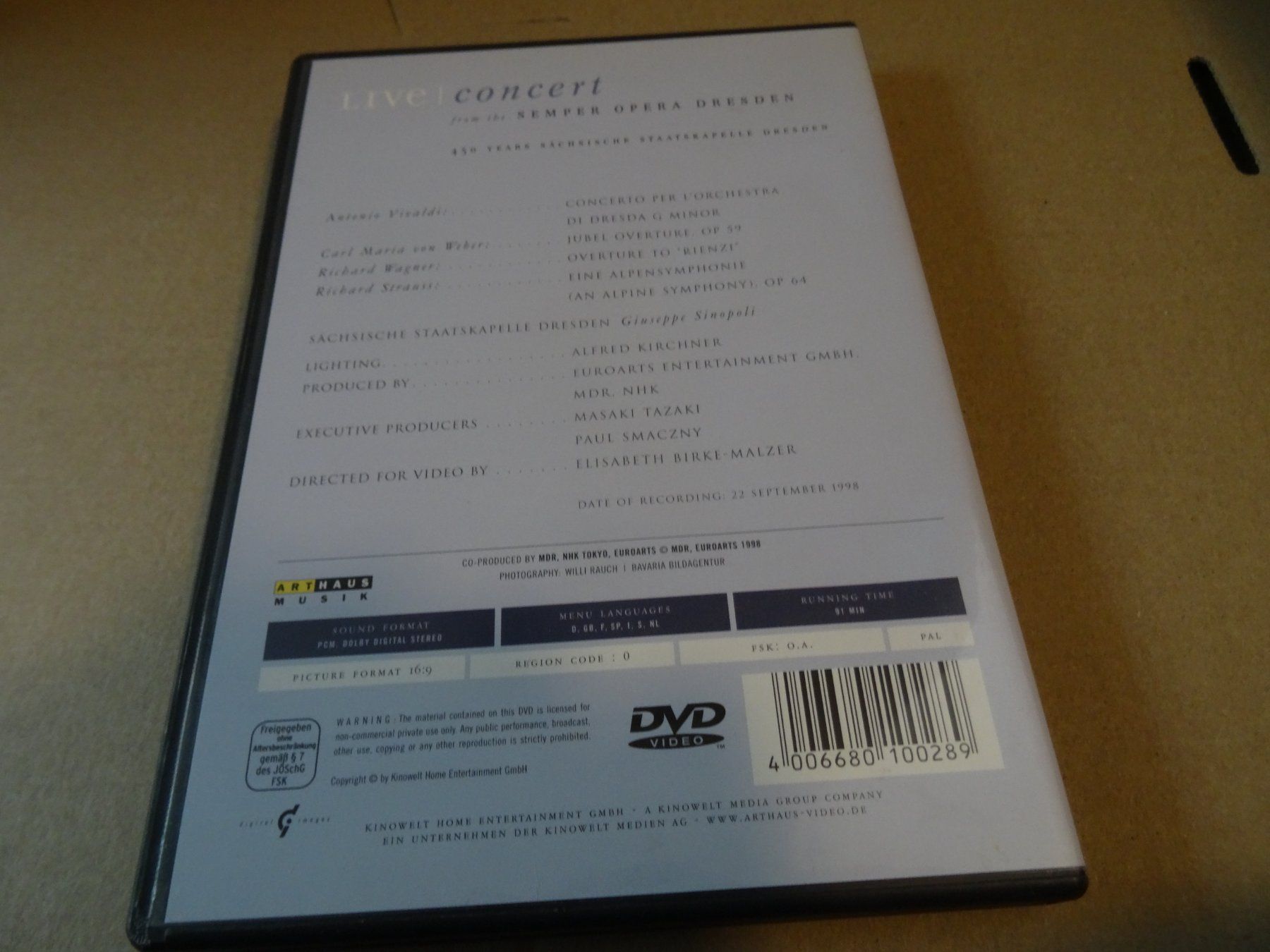 Tutti i DVDs: DVD Live Concert Semperoper Dresden – Usato da Olten venduto da Disc-Ausverkauf 2