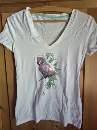 Uncover T-Shirt Flamingo Print Weiss Grösse XS 