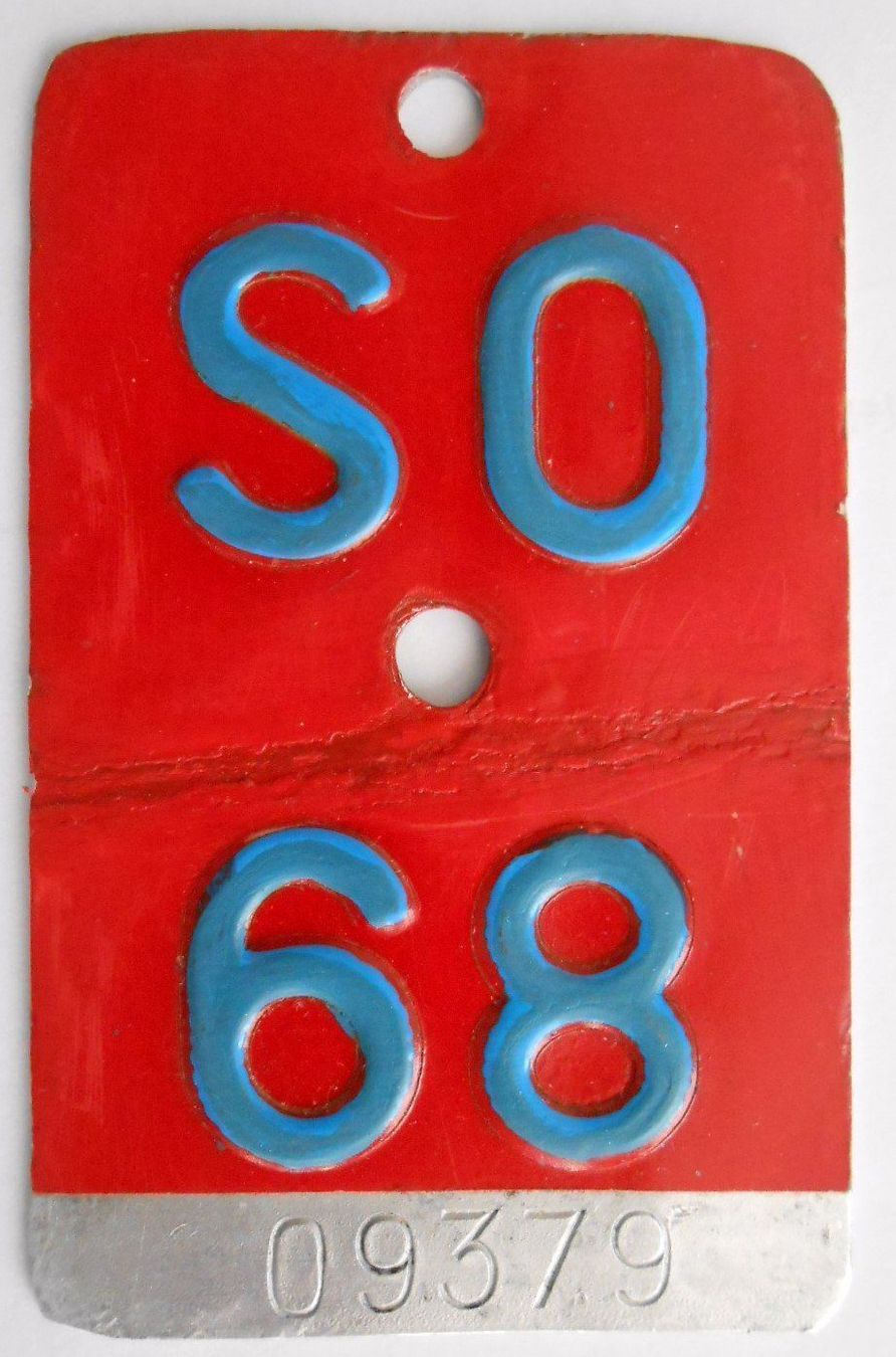 Schilder: Velonummer Solothurn SO 68 – Gebraucht aus Bülach von anska