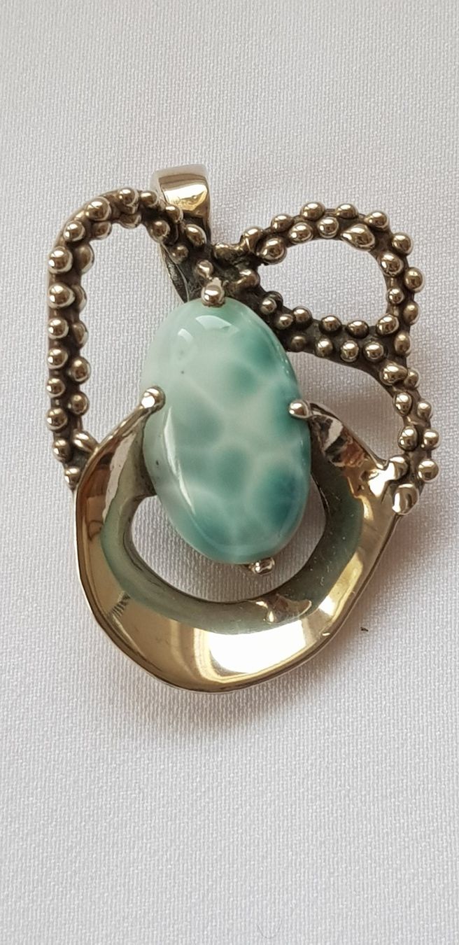 Ciondoli: Anhänger 950er Silber mit echtem Larimar-Stein massiv – Nuovo (secondo la descrizione) da Dällikon venduto da Toyfan