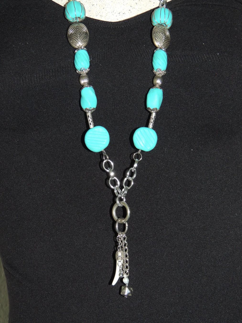 Catenine: SCHÖNE KETTE "SOMMER"  TÜRKIS SILBER 60 CM – Nuovo (secondo la descrizione) da Au ZH venduto da FashionConsultant 2