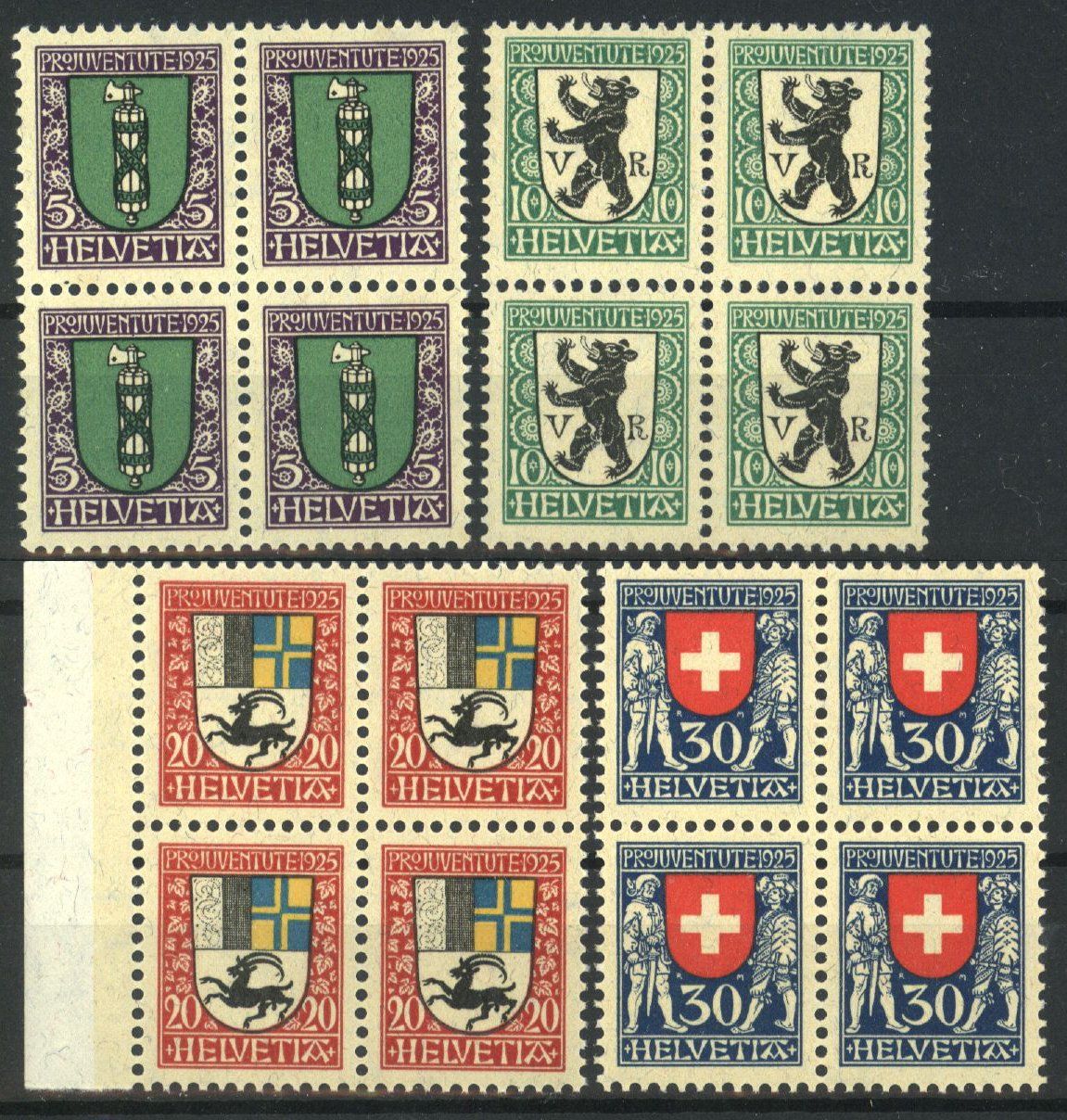 Tutti i francobolli: 1925, Pro Juventute, Viererblöcke ** – Nuovo (secondo la descrizione) da Willisau venduto da Vollstempel