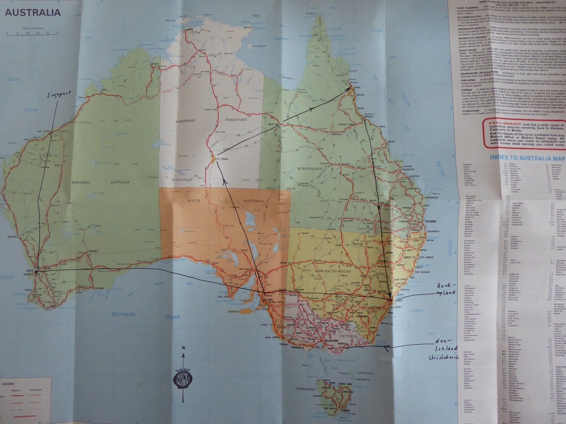 Cartine & Atlanti: Tolle Strassenkarte Australien, 1982 – Usato da Turbenthal venduto da Panau 1