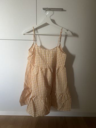 Gelb-weiss kariertes Kleid ungetragen Grösse M