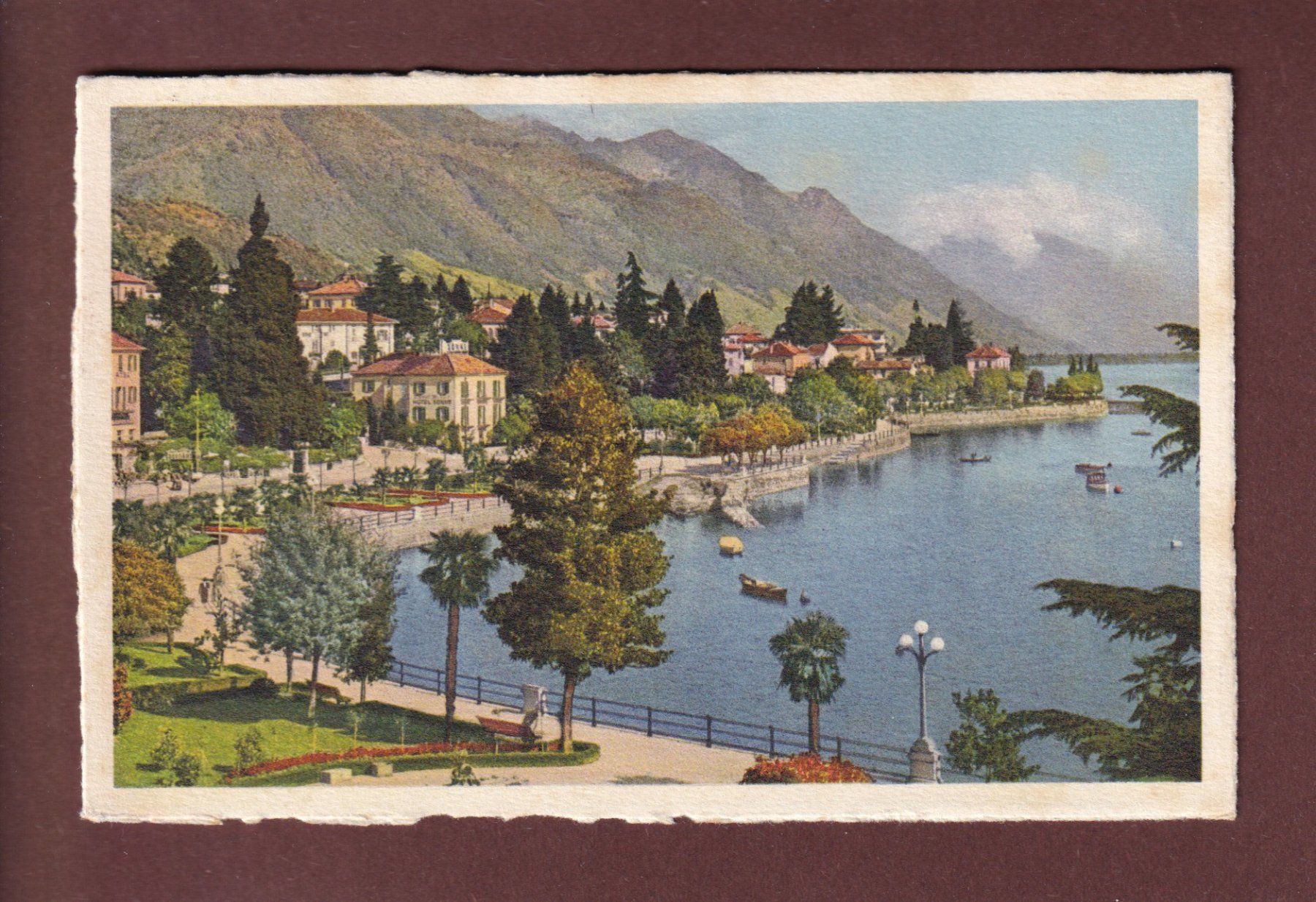Ansichtskarten: LOCARNO - Lungolago Giuseppe Motta - 1945 – Gebraucht aus Pully von nicecards-shop