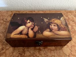 Schatulle Box Holzkistli Engel Schmuckbox mit Musik Raphael