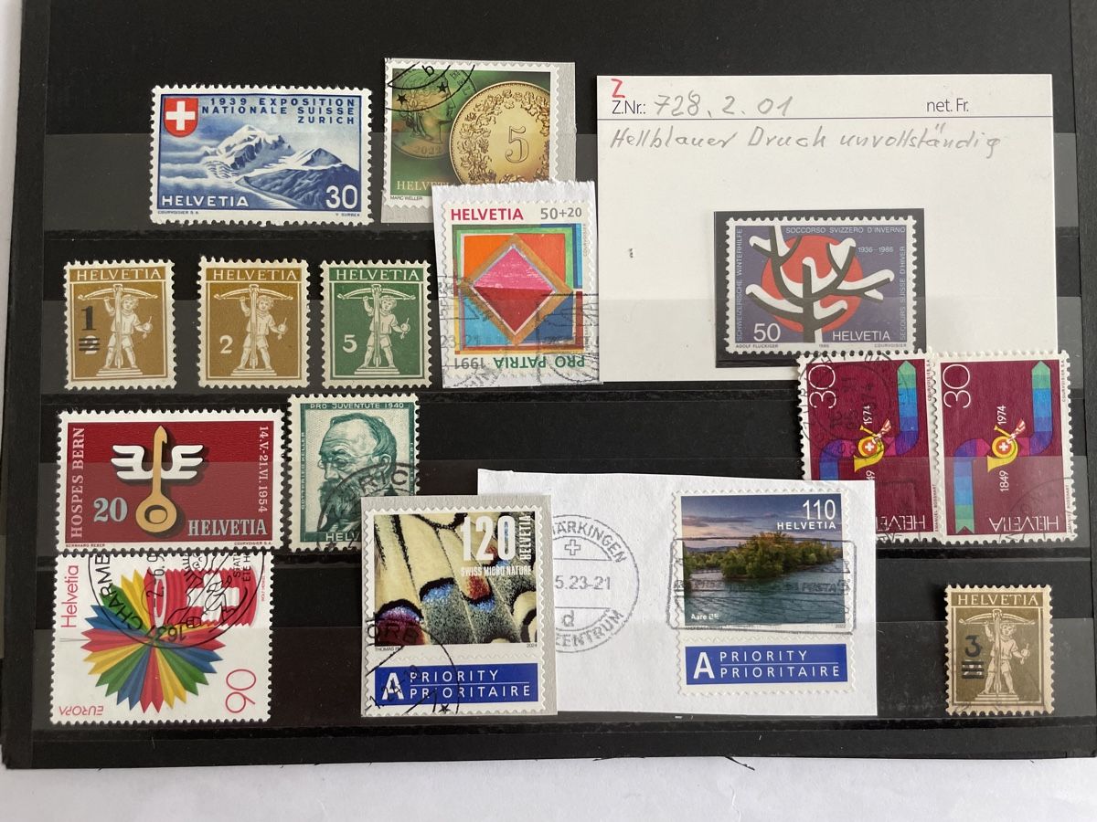 Tutti i francobolli: Lot Abart Marken  – Usato da Muri AG venduto da Briefmarke-Schweiz