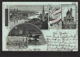 #Lithografie Gruss aus Zürich , gel. 1907
