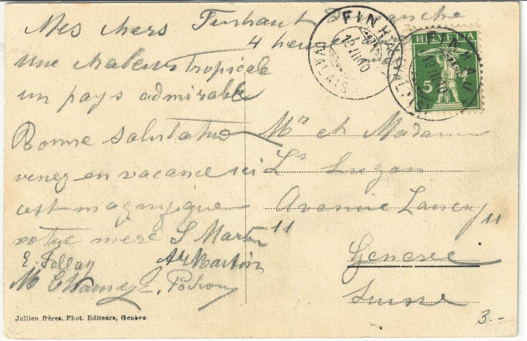 Cartoline postali: Finhaut - Vue generale – Usato da Ettingen venduto da Kartenplanet 1