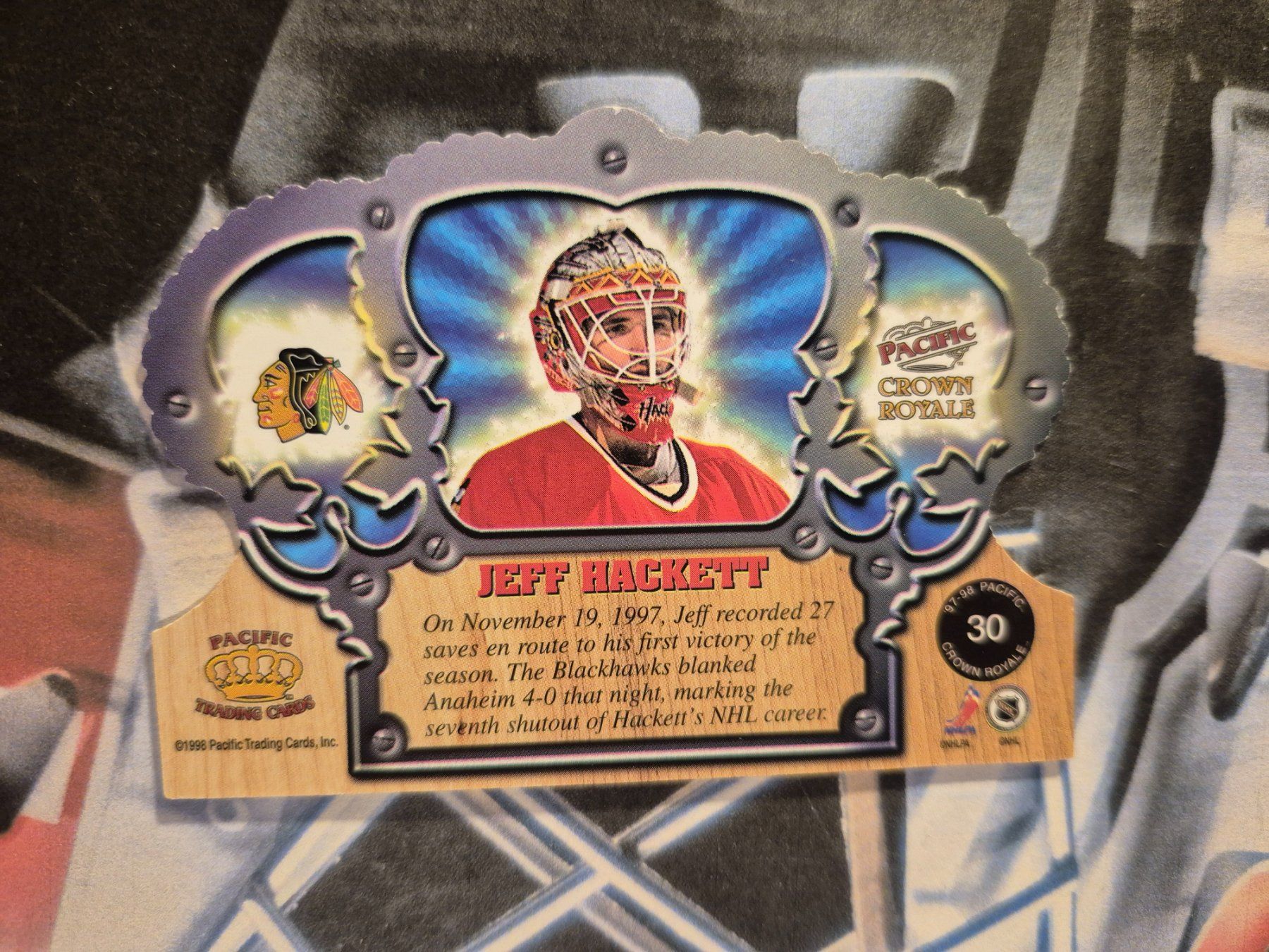 NHL Carte collezionabili: NHL Jeff Hackett Chicago Blackhawks – Usato da Treiten venduto da Sauber73 1