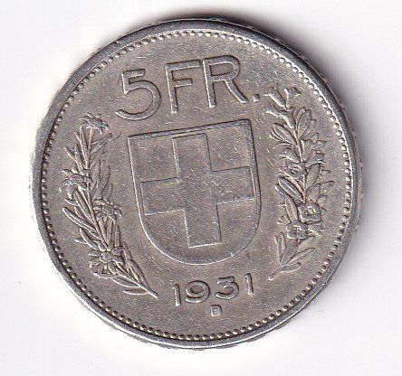 Toutes les monnaies: 5 Franken 1931 – D'occasion à Neuchâtel par karlpierrino