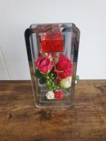 Glas-Kerzenständer mit Rosen-Deko – Romantisch!