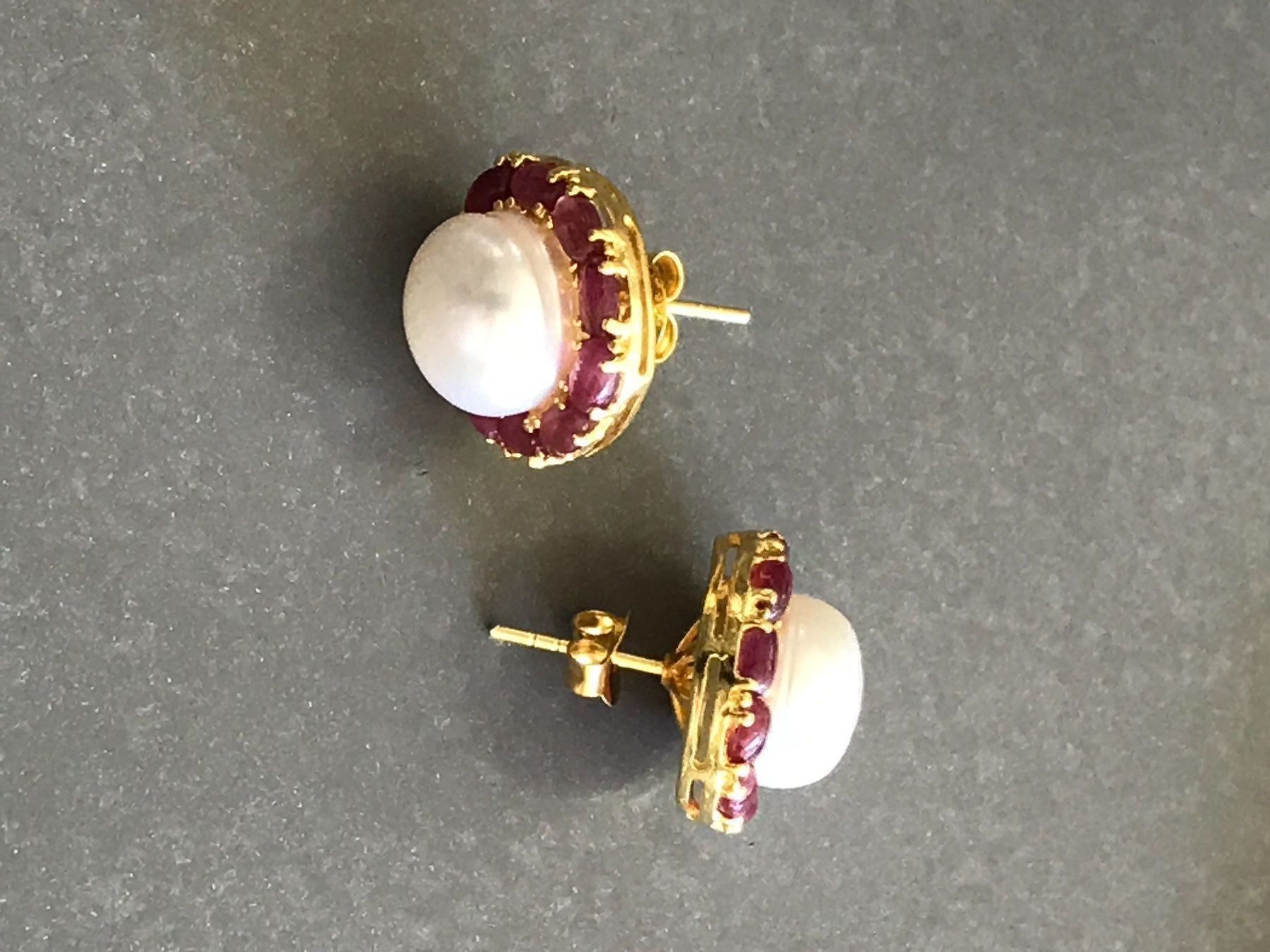 Ohrringe & -stecker: XL Perl Perlen Rubin ruby Ohrstecker 20m, sehr festlich! – Neu (gemäss Beschreibung) aus Basel von gretchen03 5