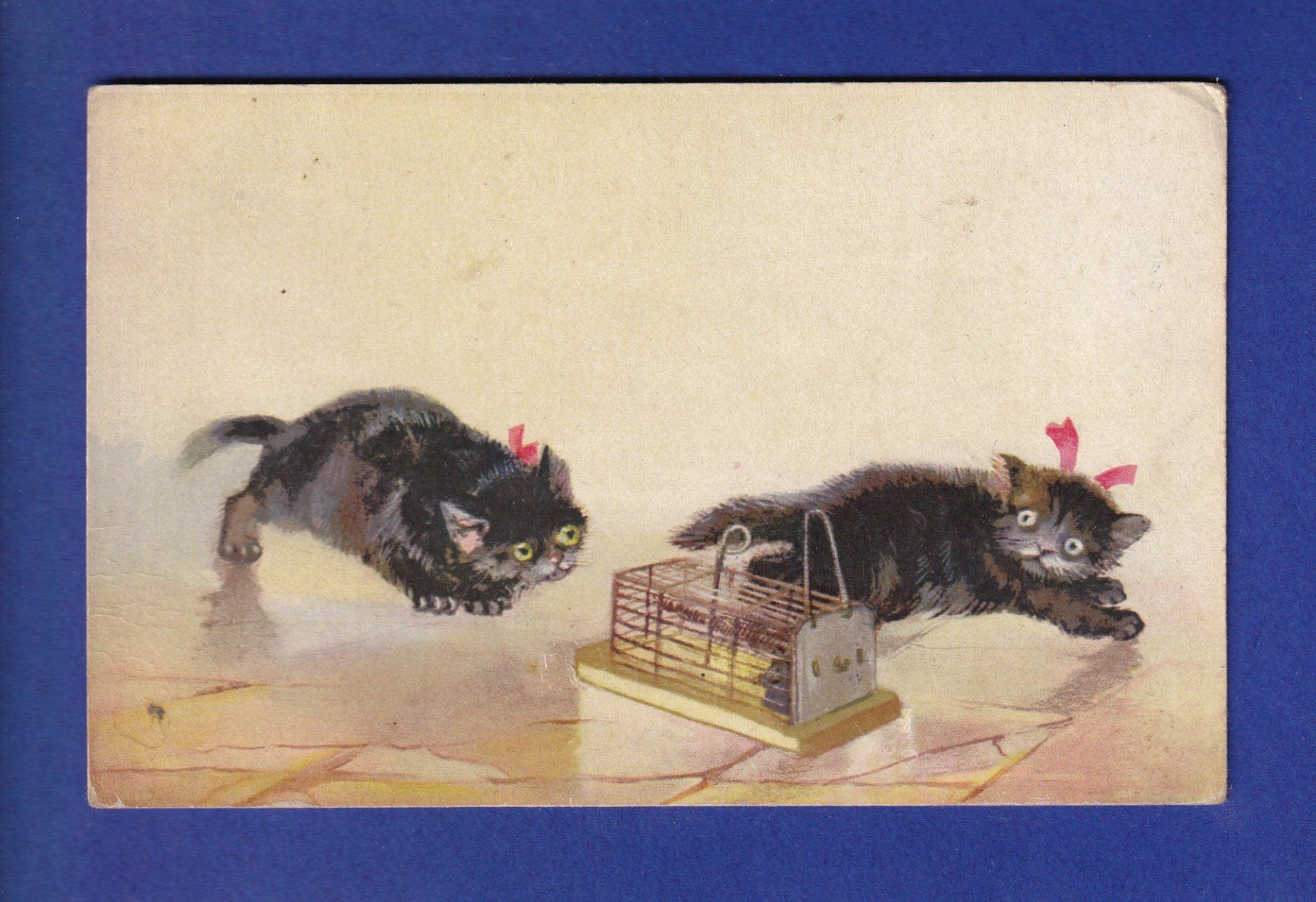 Ansichtskarten: CHAT - Chatons et piège à souris // pli d'angle // – Gebraucht aus Pully von nicecards-shop