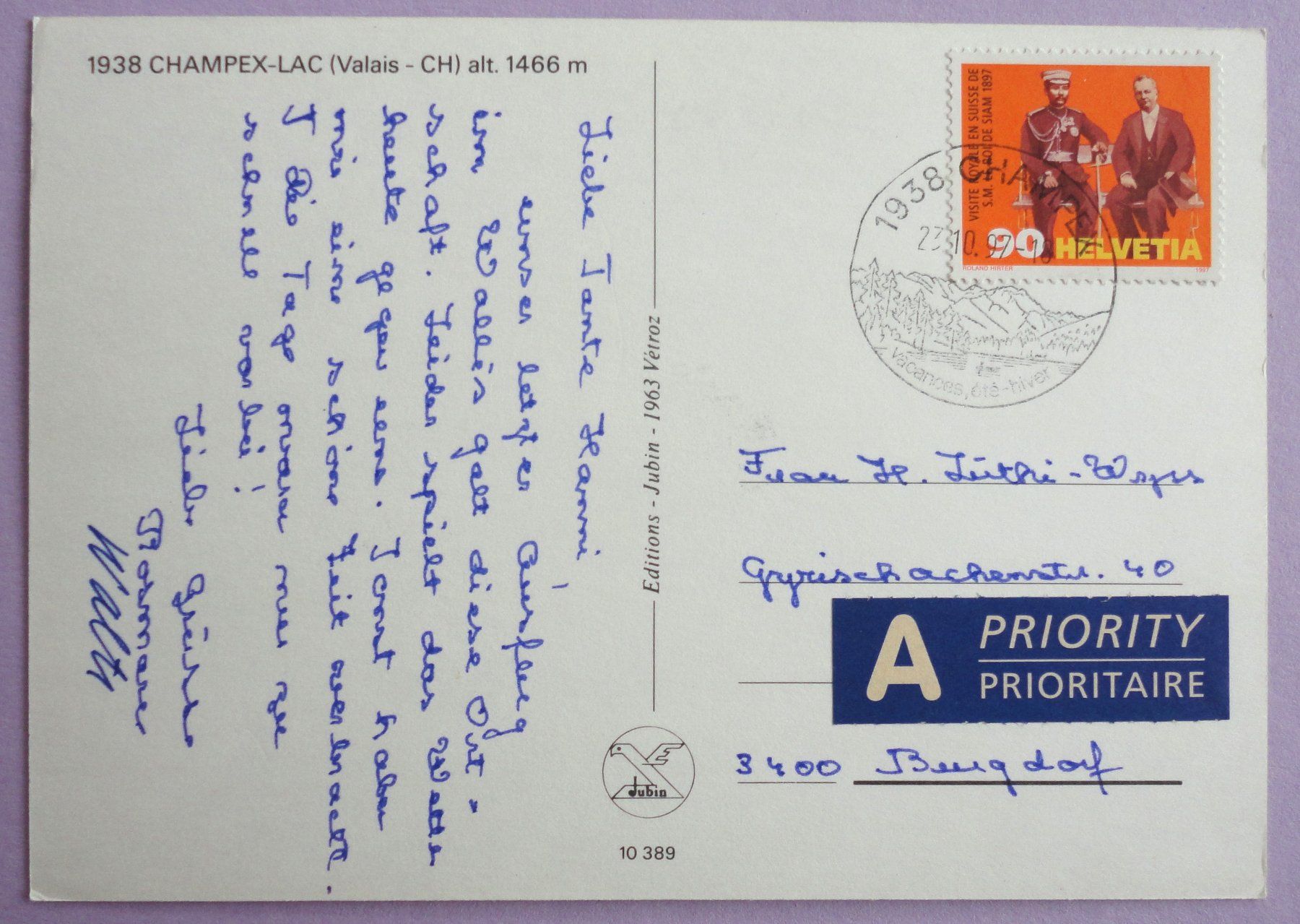 Cartoline postali: Champex-Lac, alt. 1466 m – Usato da Fétigny venduto da Billy2miny 1
