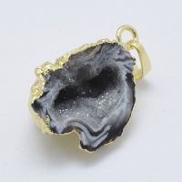 Achat Druse Anhänger, eingefasst, vergoldet