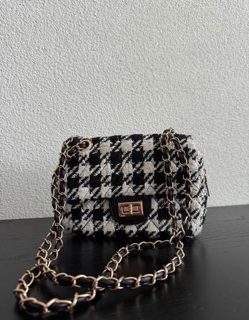Tasche Hahnentritt Muster Schwarz Weiss neu
