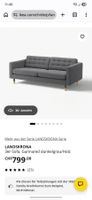 LANDSKRONA 3er-Sofa dunkelgrau/Holz mit Footstool