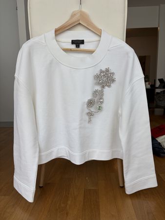 Burberry Sweatshirt mit Grosser-Brosche Gr. XS Weiss
