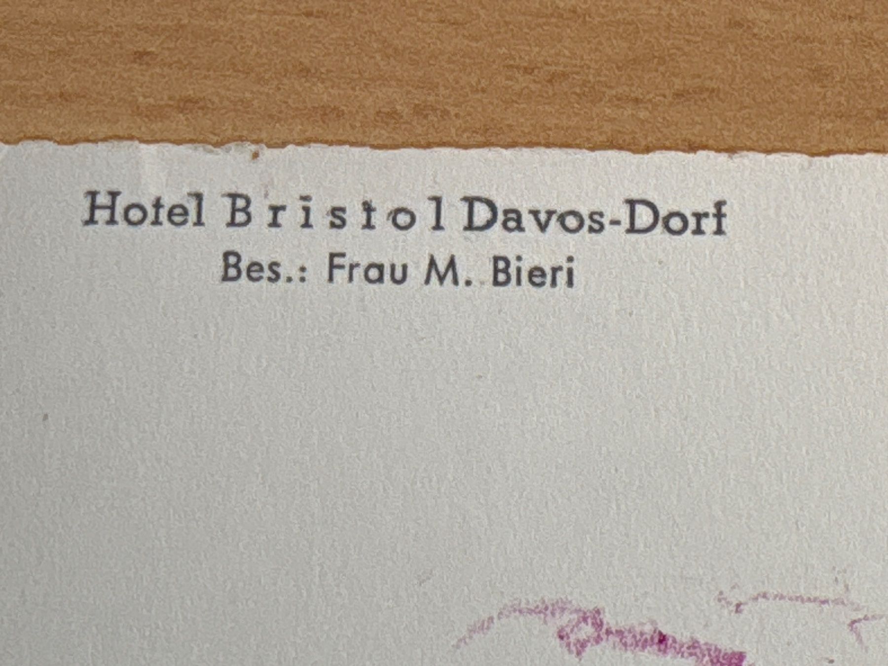 Cartoline postali: Davos: Vintage Postkarte, Hotel Bristol – Usato da Ibach venduto da lisch3 2