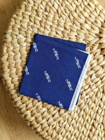 Orig BROOKS BROTHERS PocketSquare Navy blue Musketier Muster